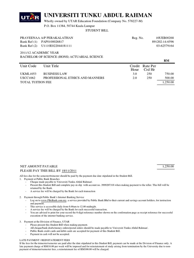 UTAR Student Fee Payment Guide | PDF