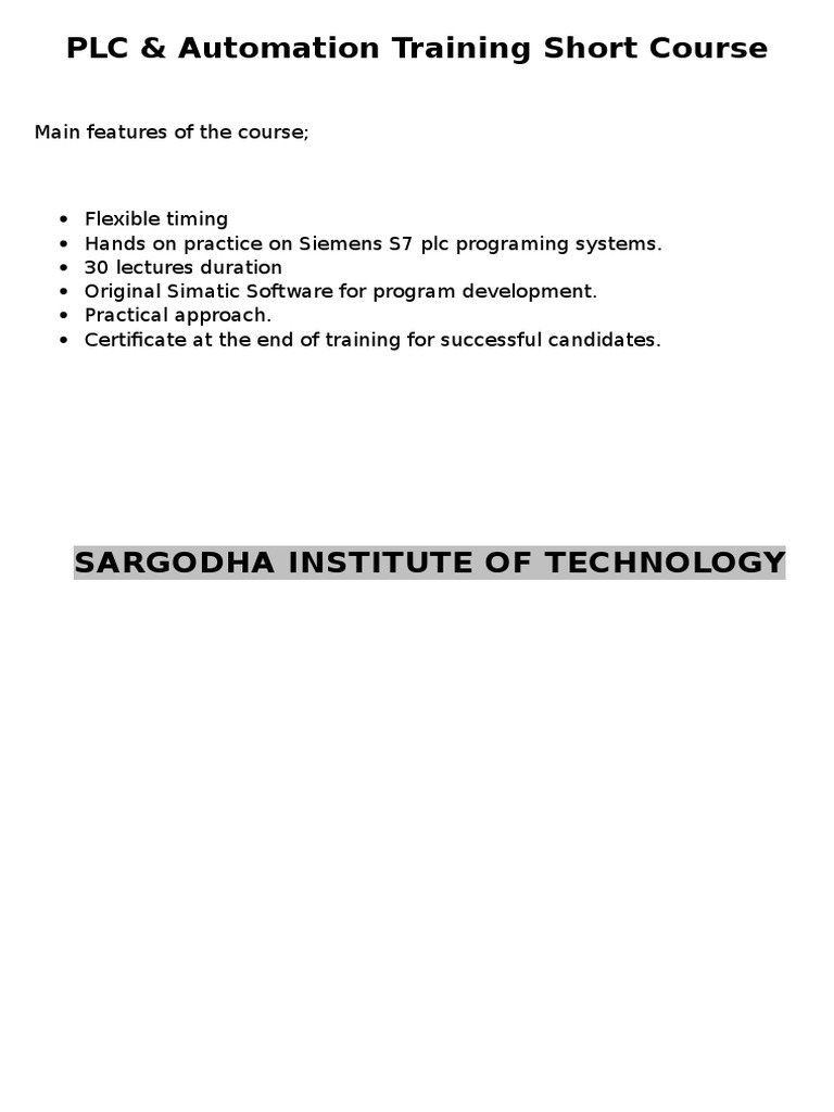 PLC & Automation Training Course | PDF