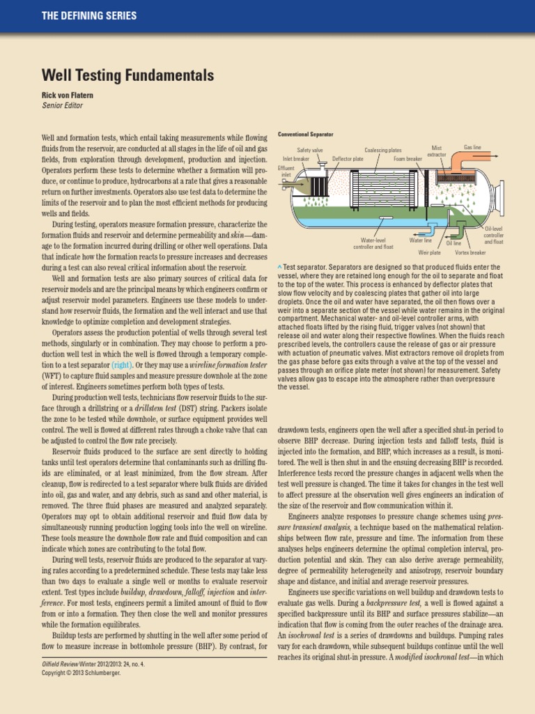 Well Testing Fundamentals: Senior Editor | PDF | Petroleum Reservoir ...