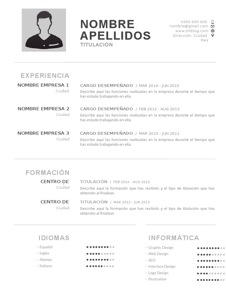 Plantilla Curriculum Vitae 9doc