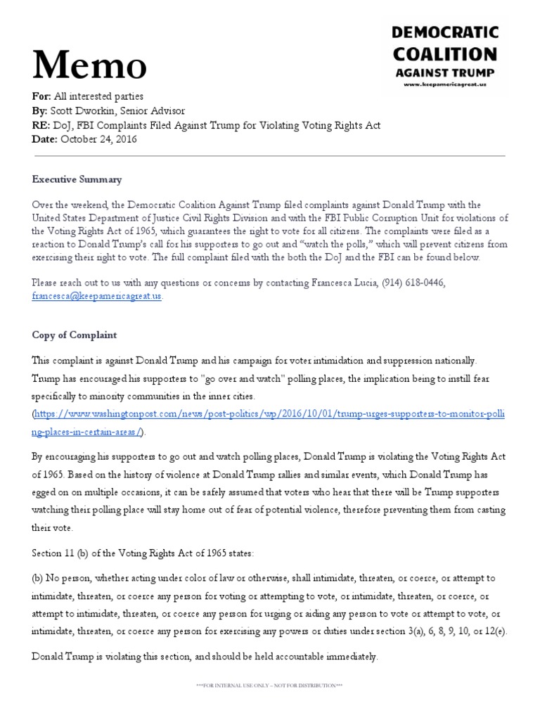 Dcat FBI Vra Memo | PDF | Politics | Law