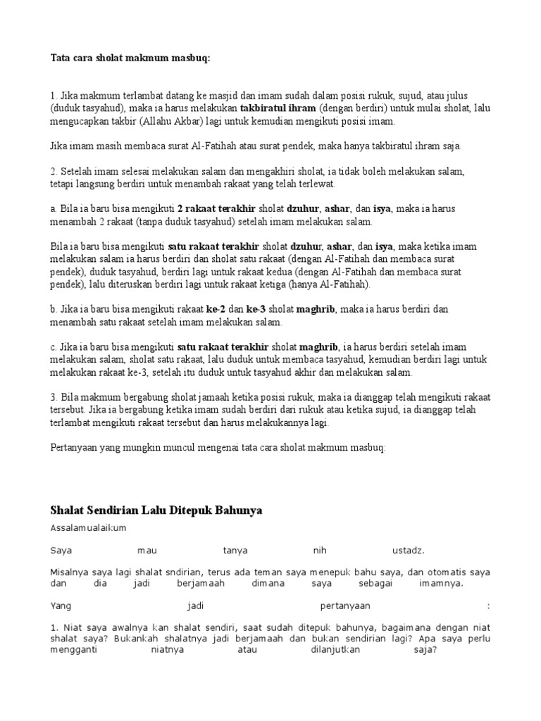 Tata Cara Sholat Jamaah