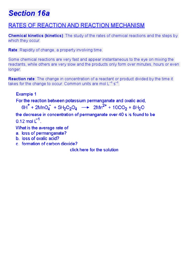 Reaction Rates and Mechanisms Explained | PDF | Reaction Rate ...