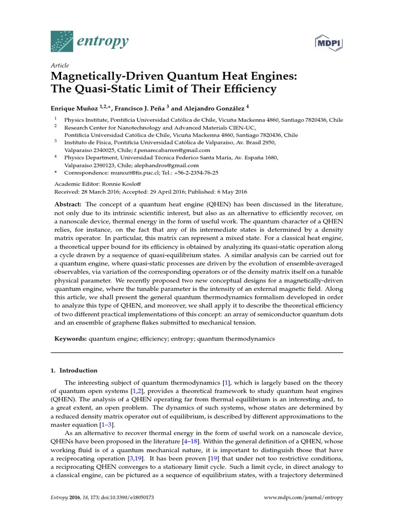 Magnetically-Driven Quatum Heat Engines: The Quasi Static Limit of ...