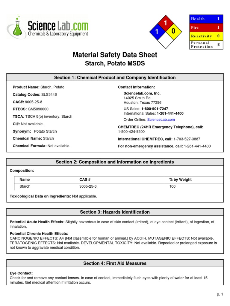 Science Lab, 2013. Hal 1, 3 (MSDS Pot) PDF Toxicity Biodegradation