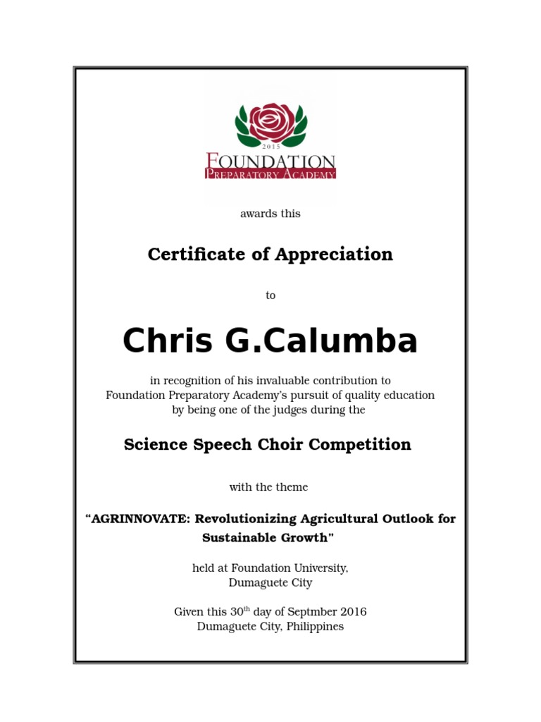 certificate of appreciation sample for judges