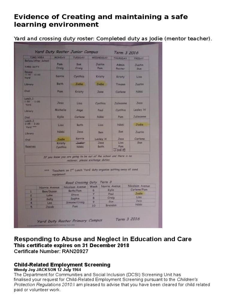 Creating and Maintaining A Safe Learning Environment | PDF