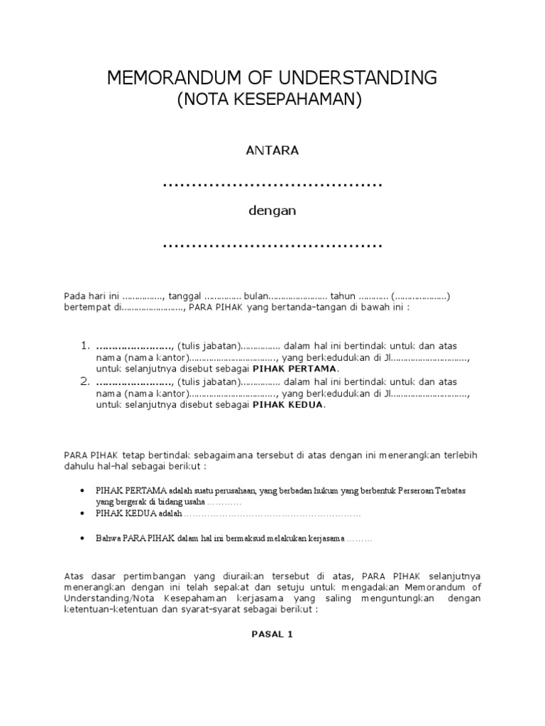Contoh Mou