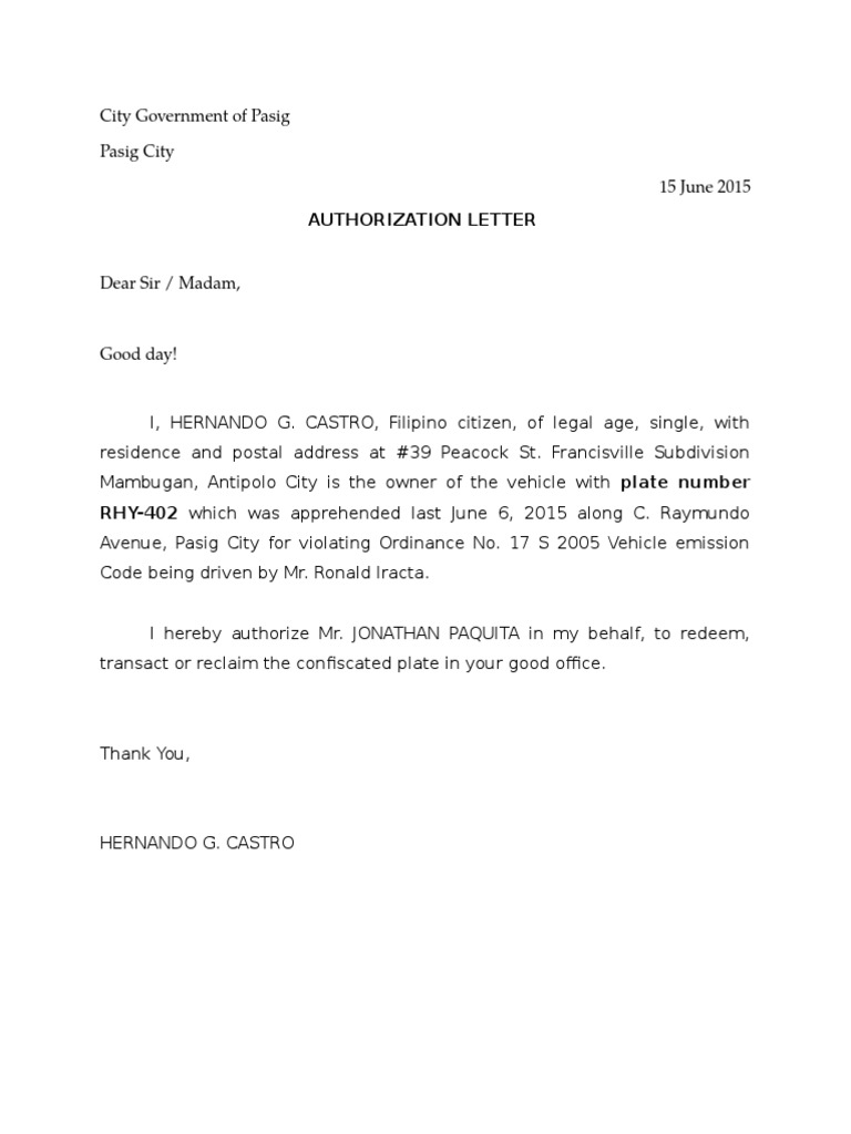 Authorization To Redeem Plate | PDF