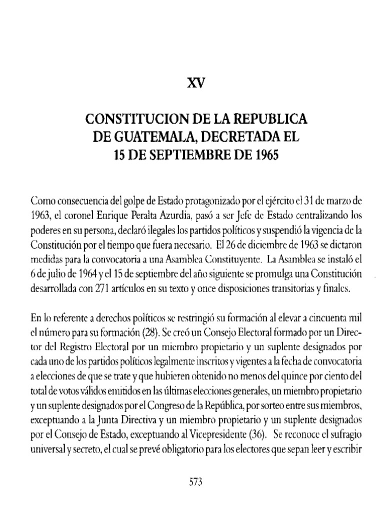 Constitución de La República de Guatemala, 1965 | PDF