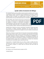 COMUNICADO Voluntad Popular Sobre Dialogo