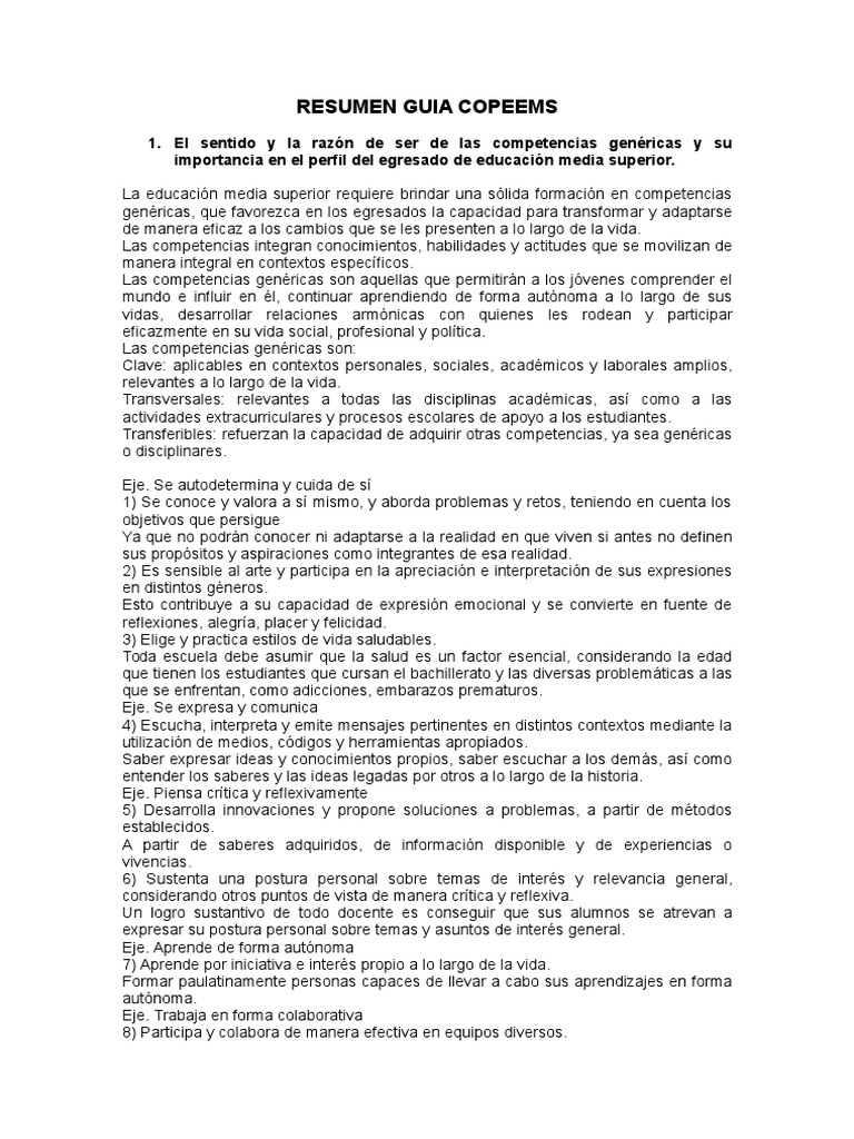 Resumen Guía Copeems | PDF | Evaluación | Educación Secundaria