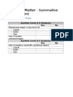 States of Matter - Assessment Marking Sheet