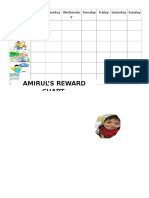 Amirul'S Reward Chart: Activities Monday Tuesday Wednesda y Tuesday Friday Saturday Sunday