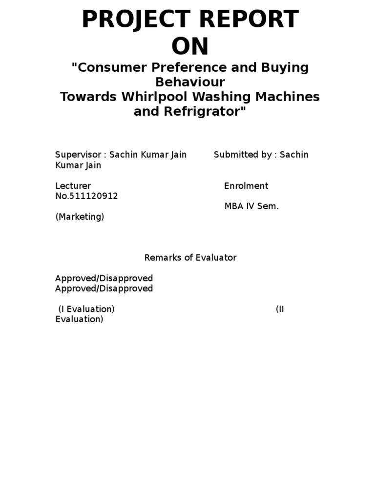 Project Report | PDF | Consumer Behaviour | Business