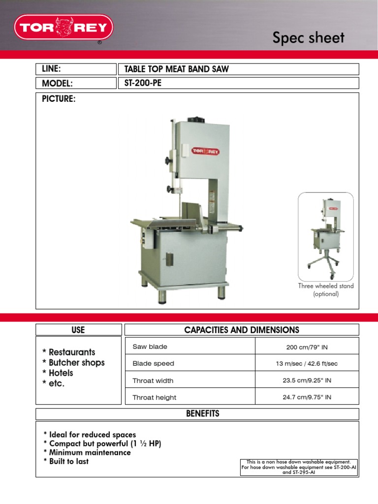 Table Top Meat Band Saw PDF Blade Manufactured Goods