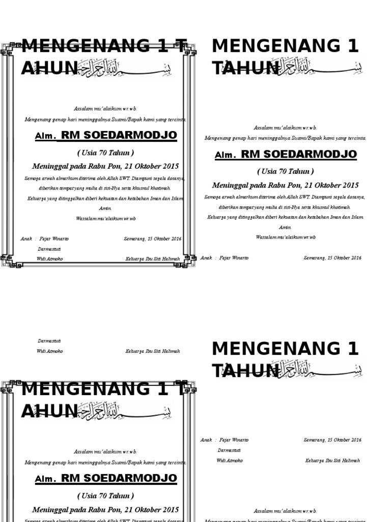 Desain Doa Untuk 1tahun Orang Meninggal