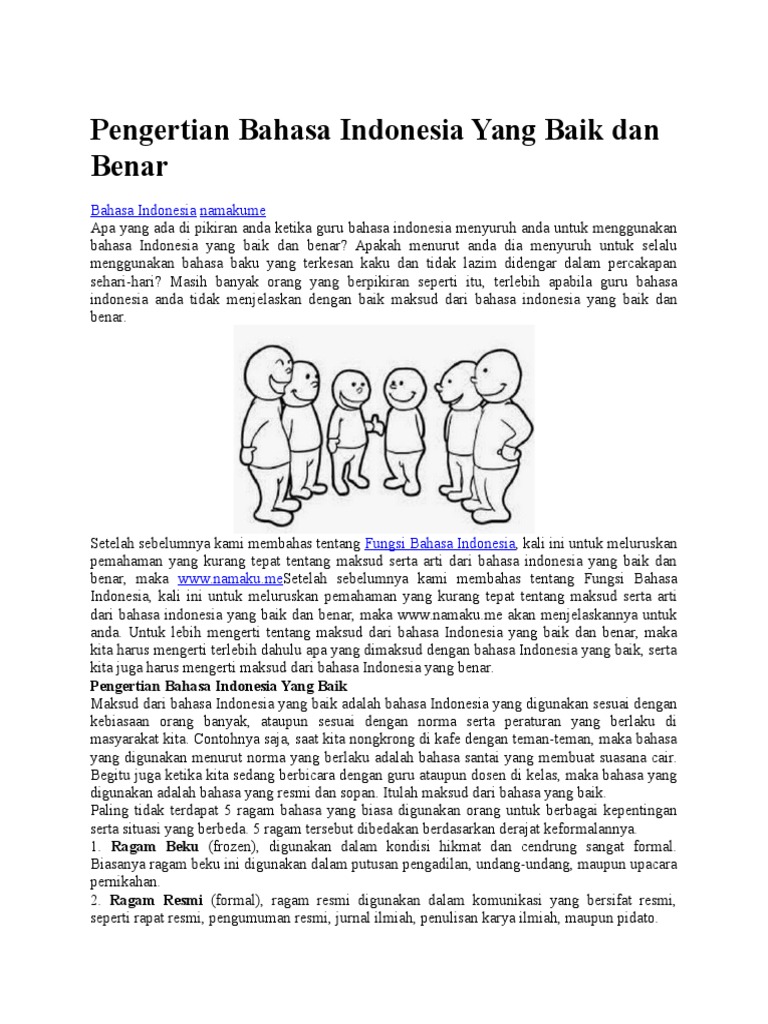 Pengertian Bahasa Indonesia Yang Baik Dan Benar.1 | PDF
