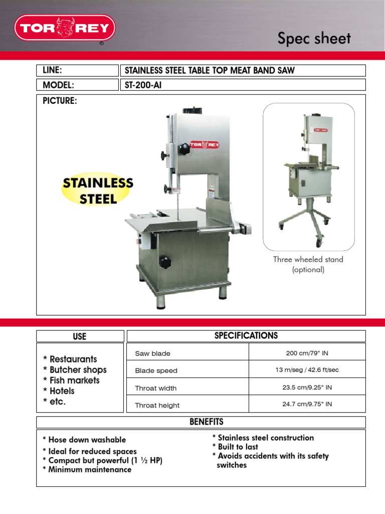 Stainless Steel Table Top Meat Band Saw Stainless Steel Blade