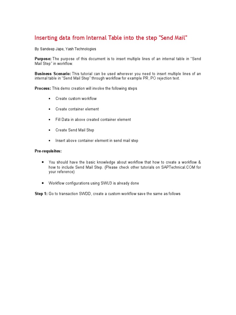 Insert Internal Table Data in Send Mail | PDF | Software Engineering ...