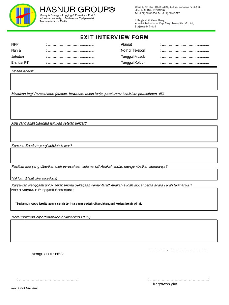 Form Exit Interview & Clearance | PDF | Olahraga & Rekreasi