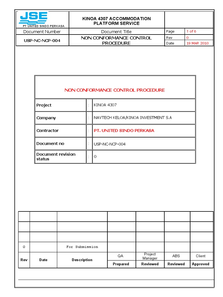 NCR Control Procedure PDF Verification And Validation Government
