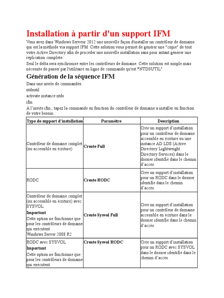 Installation d'un Contrôleur de Domaine IFM | PDF