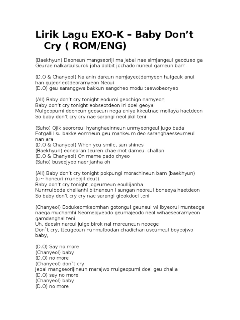 Lirik Lagu Dont Cry Arsia Lirik