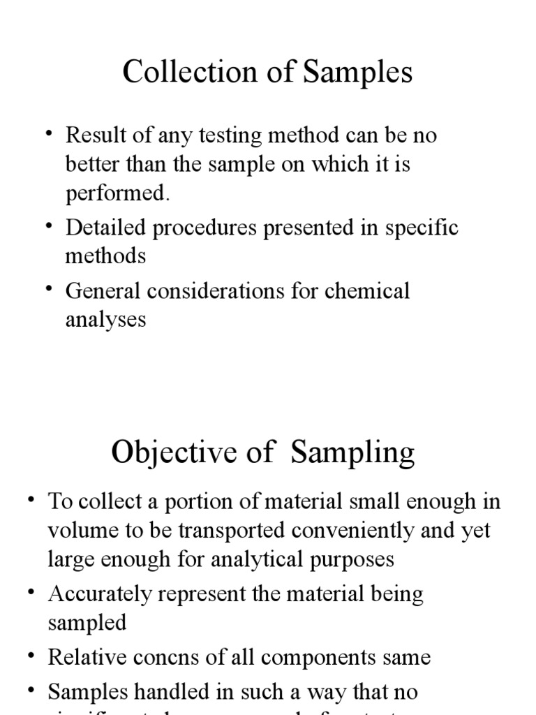 Collection of Samples | PDF | Environmental Monitoring | Sampling ...