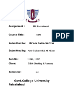 Govt - College University Faisalabad: Assignment: HR Recruitment
