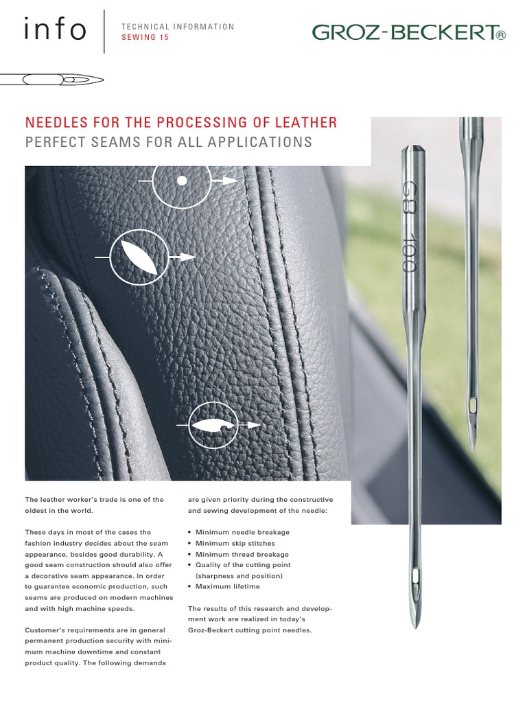 GrozBeckert Leather Needles PDF Sewing Seam (Sewing)