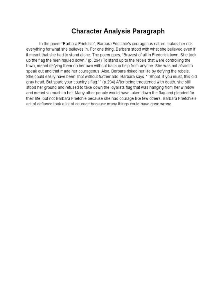 Character Analysis Paragraph | PDF