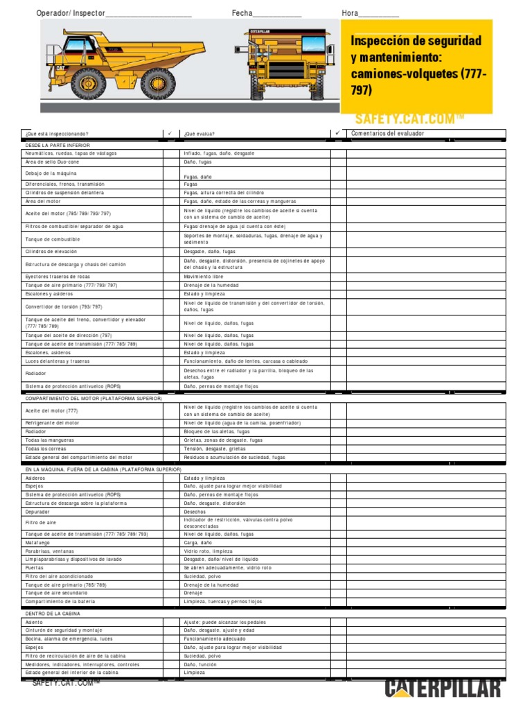 Safety & Maintenance Checklist Off Highway Trucks (777797) (Esp)