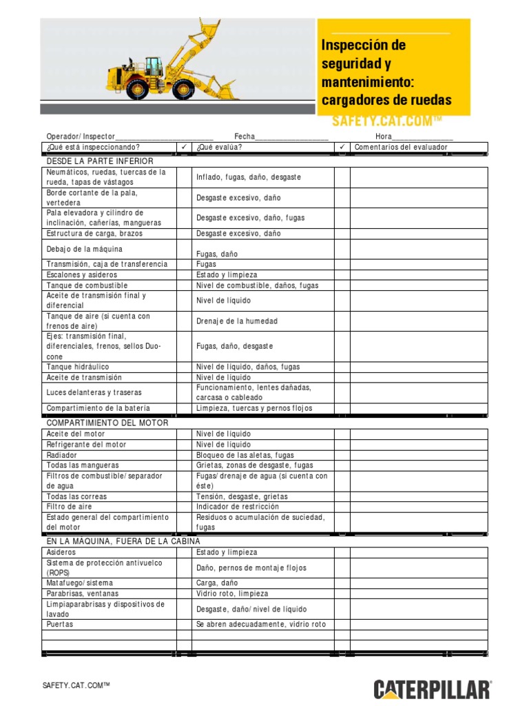 Safety & Maintenance Checklist Wheel Loaders (Esp) PDF PDF