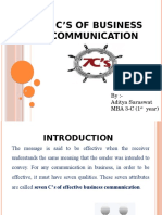 7 C'S of Business Communication: By:-Aditya Saraswat MBA 3-C (1 Year)