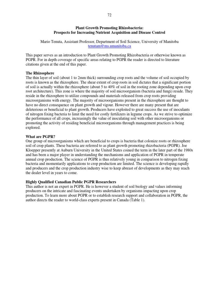 Understanding Plant Growth Promoting Rhizobacteria | PDF | Organisms ...