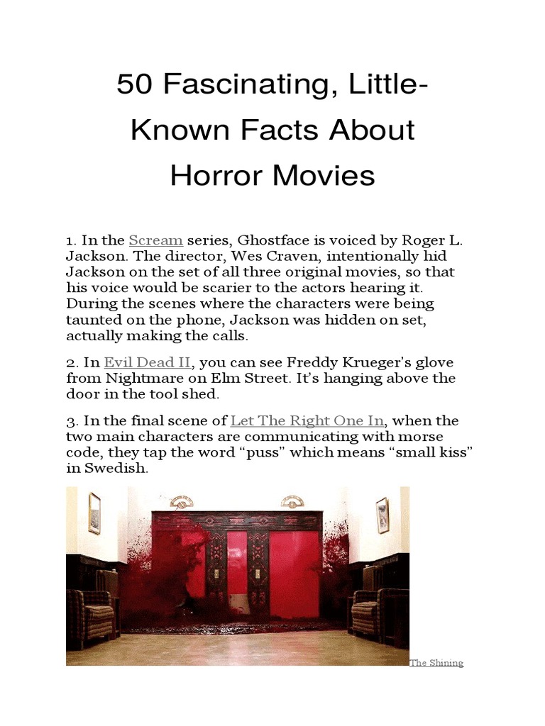50 Fascinating, Little-Known Facts About Horror Movies: Scream | PDF ...