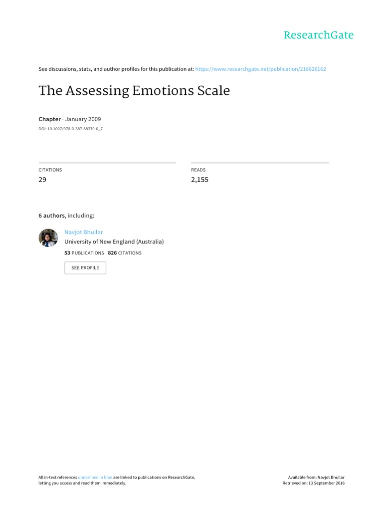 Assessing Emotions Scale Overview | PDF | Emotional Intelligence ...