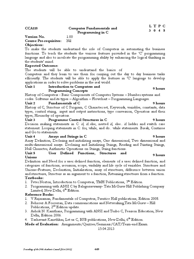 Computer Fundamentals & C Programming | PDF | C (Programming Language ...
