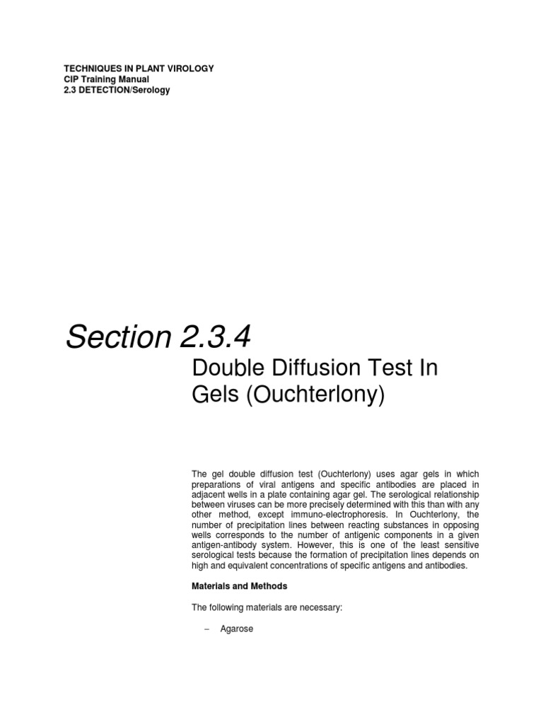 Ouchterlony Test for Plant Virus Detection | PDF | Chemistry | Nature