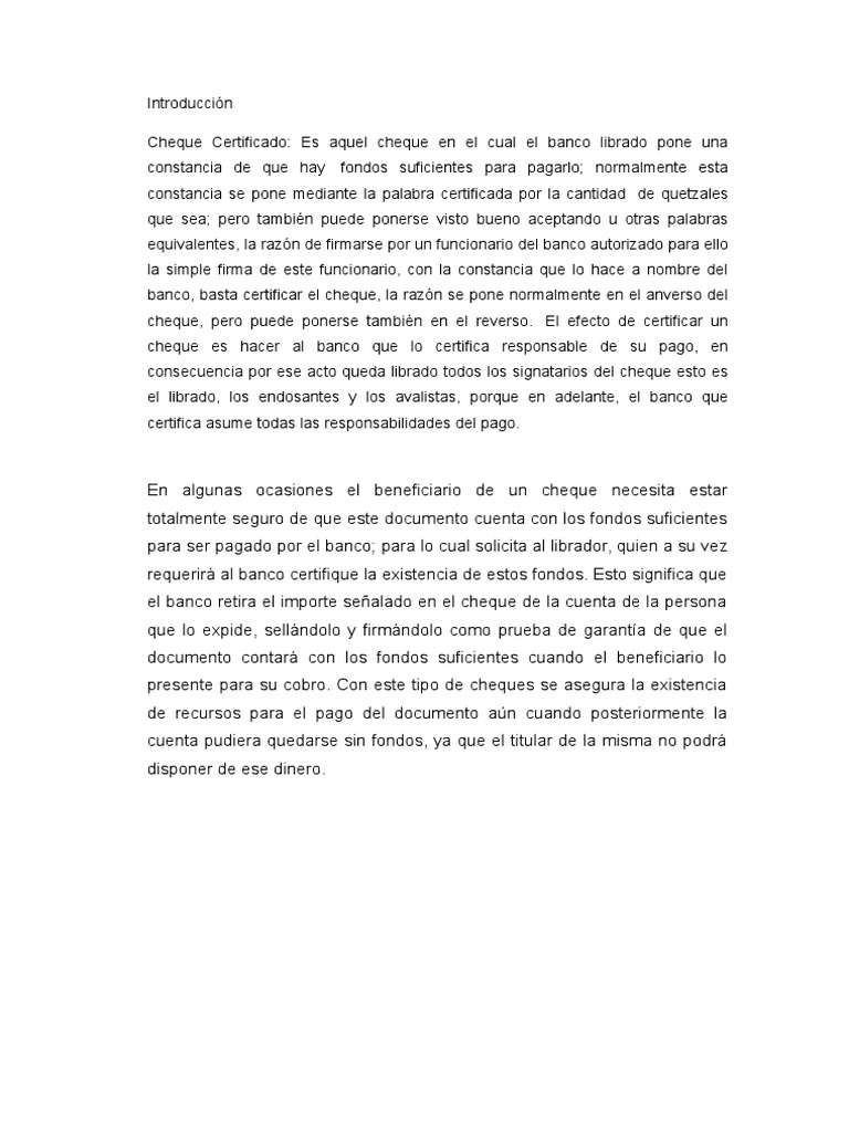 Cheque Certificado Pdf Cheque Bancos