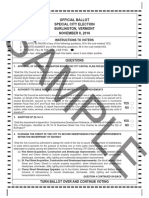 Official Ballot Special City Election Burlington, Vermont NOVEMBER 8, 2016