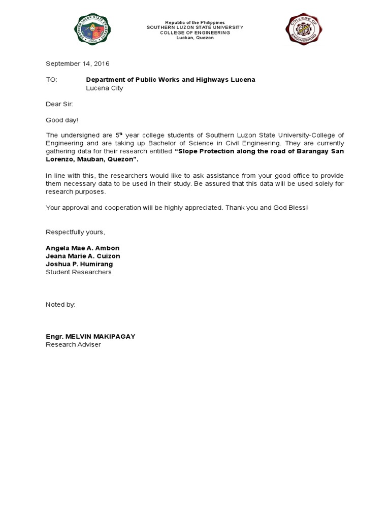 application letter example for dpwh