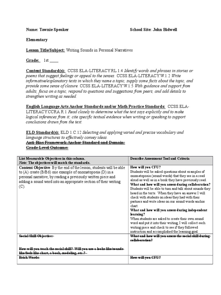 Lesson Plan For Ela 19  PDF  Narrative  Question