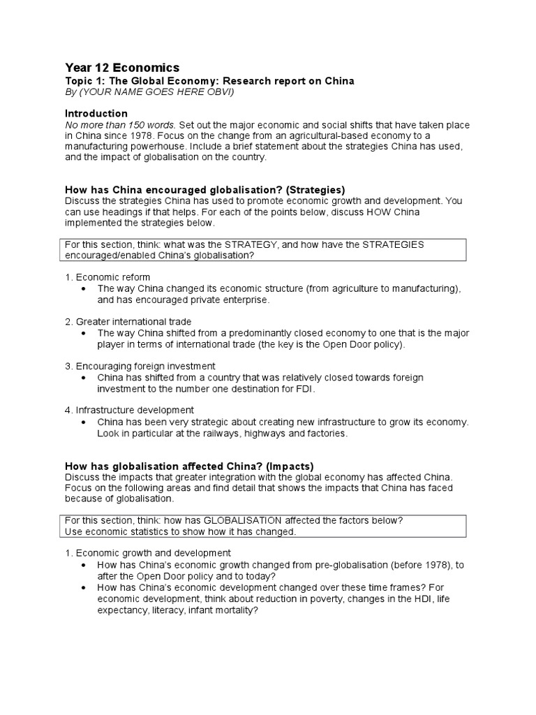 China Assessment Template Globalization China