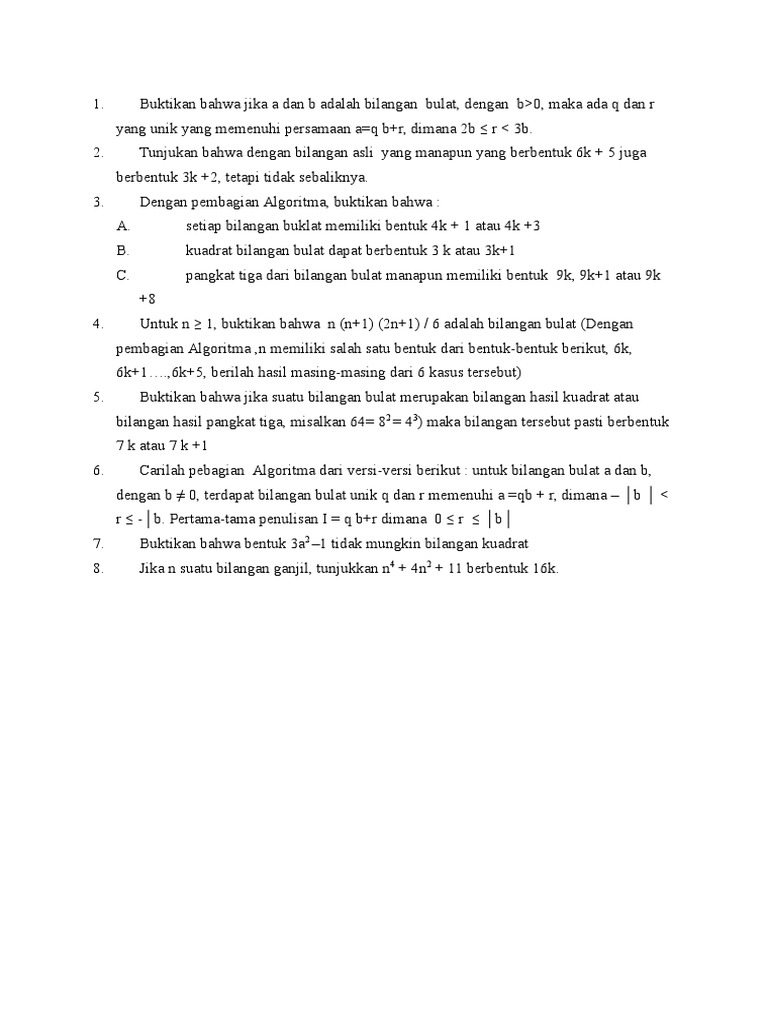 Soal Algoritma pembagian