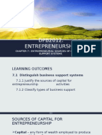 Entrepreneurial Sources of Capital and Support Systems