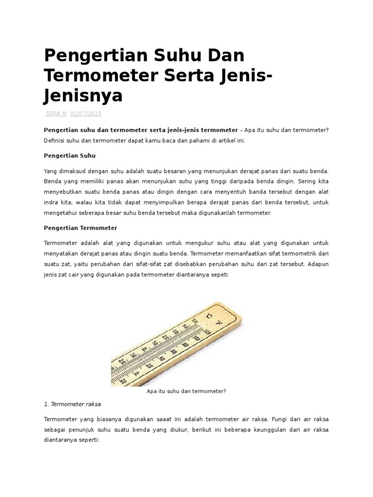 Alat Yang Digunakan Untuk Mengukur Suhu Suatu Benda Adalah - Berbagai Alat
