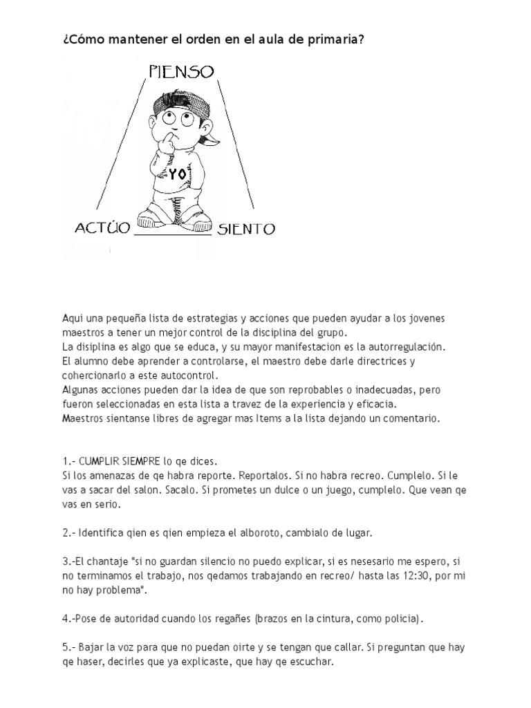 Cómo Mantener El Orden en El Aula de Primaria | PDF