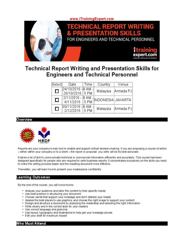 Technical report writing and presentation pdf picture